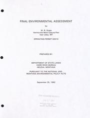 Cover of: Final environmental assessment for W.R. Grace vermiculite mine closure plan near Libby, MT | Montana. Hard Rock Bureau.