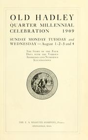 Cover of: Old Hadley quarter millenial celebration, 1909. by Clifton Johnson