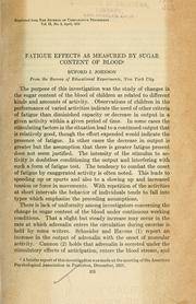 Cover of: Fatigue effects as measured by sugar content of blood.