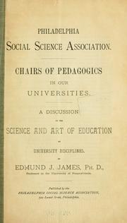 Cover of: Chairs of pedagogics in our universities.: A discussion of the science and art of education as university disciplines ...