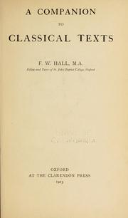 Cover of: A companion to classical texts by F. W. Hall