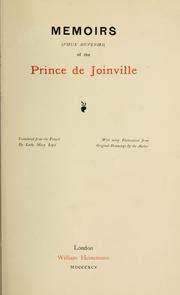 Cover of: Memoirs (Vieux souvenirs) of the Prince de Joinville by Prince de Joinville