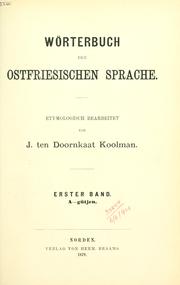 Cover of: Wörterbuch der ostfriesischen Sprache. by Doornkaat Koolman, J. ten