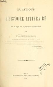 Cover of: Questions d'histoire littéraire by Charland, Paul-V.