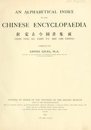 Cover of: An alphabetical index to the Chinese encyclopaedia: Qin ding gu jin tu shu ji cheng