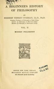 Cover of: A beginner's history of philosophy by Cushman, Herbert Ernest