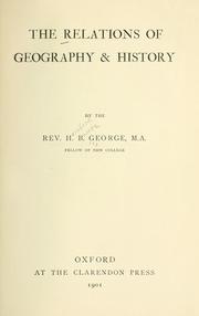 Cover of: The relations of geography & history