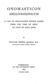 Cover of: Onomasticon anglo-saxonicum by Searle, William George