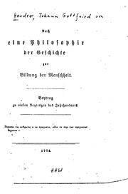Cover of: Auch eine Philosophie der Geschichte zur Bildung der Menschheit.