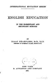 Cover of: English education in the elementary and secondary schools