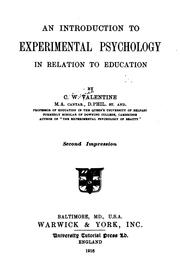 Cover of: introduction to experimental psychology in relation to education