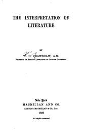 Cover of: The interpretation of literature.