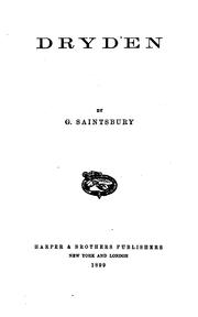 Cover of: Dryden by Saintsbury, George