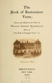 Cover of: The book of Restoration verse