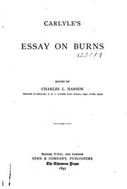 Cover of: Carlyle's Essay on Burns by Thomas Carlyle