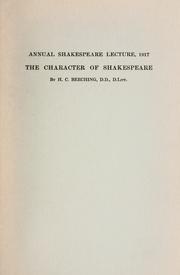 The character of Shakespeare by H. C. Beeching