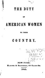 Cover of: The duty of American women to their country