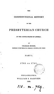 Cover of: The constitutional history of the Presbyterian church in the United States of America by Christoph Ernst Luthardt