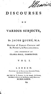 Cover of: Discourses on various subjects by Jacob Duché