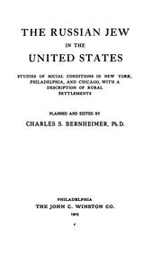 Cover of: The Russian Jew in the United States: studies of social conditions in New York, Philadelphia, and Chicago ; with a description of rural settlements
