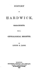 Cover of: History of Hardwick, Massachusetts: with a genealogical register