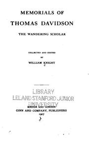 Cover of: Memorials of Thomas Davidson: the wandering scholar