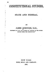 Cover of: Constitutional studies, state and federal