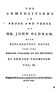 Cover of: The compositions in prose and verse of Mr. John Oldham | John Oldham