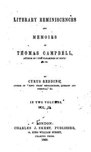 Cover of: Literary reminiscences and memoirs of Thomas Campbell
