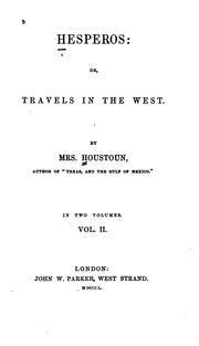 Cover of: Hesperos: or, Travels in the West