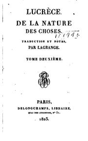 Cover of: De la nature des choses by Titus Lucretius Carus