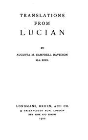 Cover of: Translations from Lucian