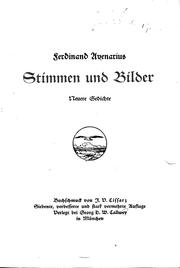 Cover of: Stimmen und Bilder by Ferdinand Avenarius ; Buchschmuck von J.V. Cissarz.