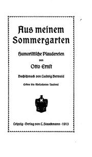 Cover of: Aus meinem Sommergarten: humoristische Plaudereien