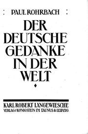 Cover of: Der deutsche Gedanke in der Welt