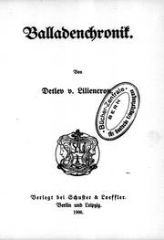 Cover of: Balladenchronik by Detlev von Liliencron