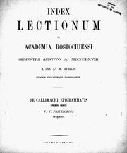 Cover of: De Callimachi epigrammatis specimen primum