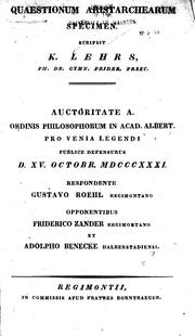 Cover of: Quaestionum Aristarchearum specimen