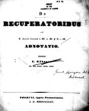 Cover of: De recuperatoribus ad T. Livii locum I, 26. c. 48 [section symbol] 8-10