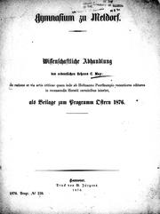 Cover of: De ratione et via artis criticae quam inde ab Hofmanno Peerlcampio recentiores editores in recensendis Horatii carminibus inierint