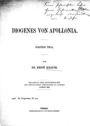Cover of: Diogenes von Apollonia: erster Teil