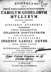 Cover of: Homeri versionem Germanicam non esse probandam disseritur by interprete Nathanaele Godofredo Leske.
