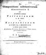 Cover of: De compositione substantivorum dissertatio I