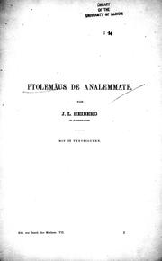 Cover of: Ptolemäus de Analemmate