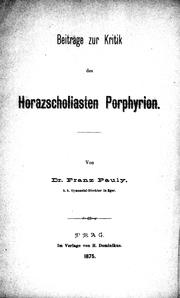 Cover of: Beiträge zur Kritik des Horazscholiasten Porphyrion