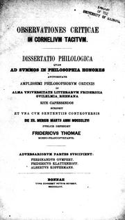 Observationes criticae in Cornelium Tacitum by Georg Friedrich Thomae