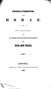 Cover of: Characteristik des Horaz by Wilhelm Sigismund Teuffel