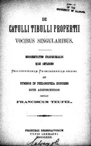 De Catulli Tibulli, Propertii, vocibus singularibus by Franz Teufel