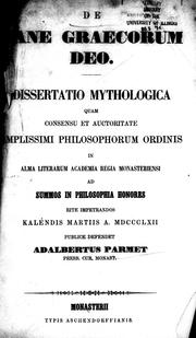 Cover of: De Pane graecorum deo by publice defendet Adalbertus Parmet.