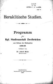 Cover of: Heraklitische Studien by verfasst von Jakob Mohr.